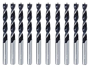 Brad Point Drill Bit Set 1/8 Inch 10Pcs Spur Point Stubby Woodworking Drill Bits