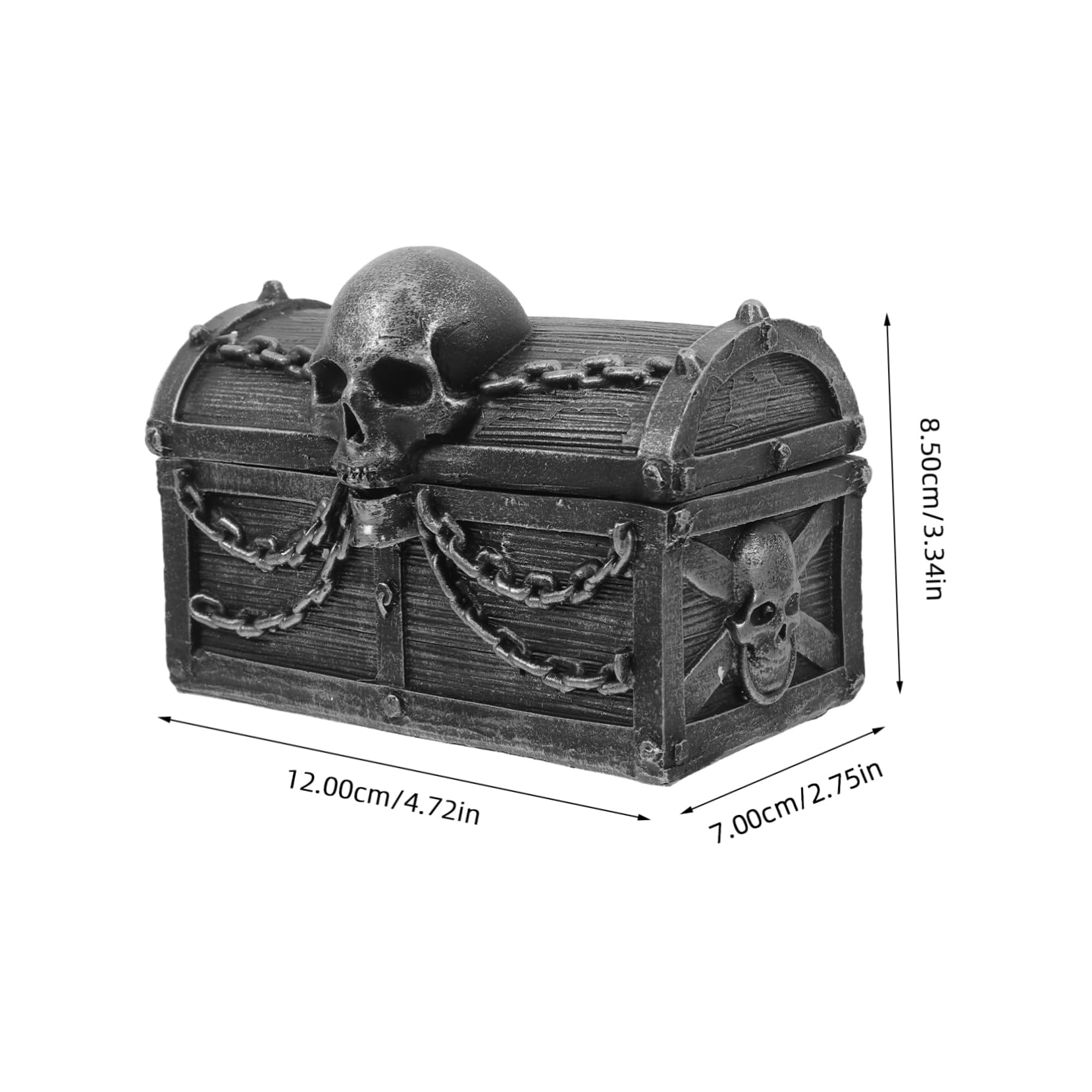 Kichvoe Pirate Skull Keepsake Box Small Treasure Chest Resin Decorative Jewelry Holder for Boys Bedroom Retro Storage Organizer for Halloween and Home Decor Unique Multifunctional