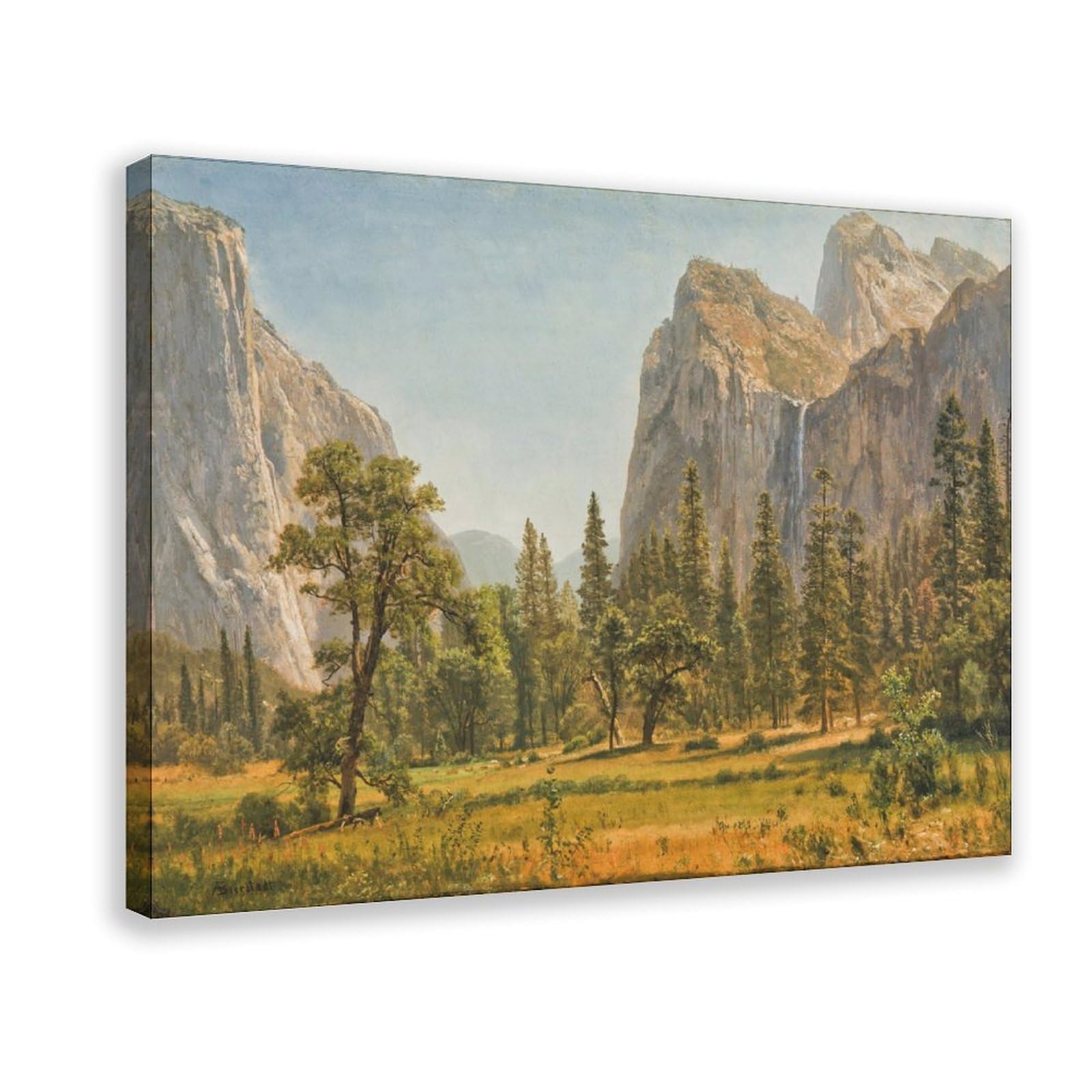WCYB Bridal Veil Falls, Yosemite Valley, California by Albert Bierstadt Posters Prints Canvas Deco Paintings Wall Art Frame 20" L X 30" W
