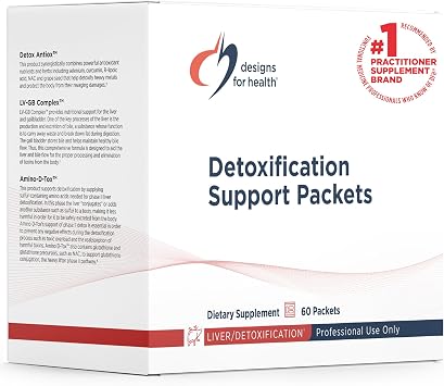Designs for Health Detoxification Support Packets - 3-Part Easy Full Body Detox, Liver Cleanse Support Kit - Detoxify with Nutrients, Calcium D-Glucarate, Milk Thistle + More (60 Packets)