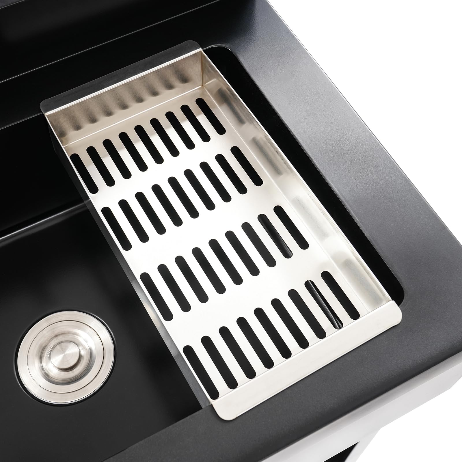 Évier de cuisine sur pied avec robinet extensible, évier en acier inoxydable, évier extérieur, lavabo de jardin, pieds réglables, jusqu'à 150 kg, 70 x 50 x 90 cm, noir