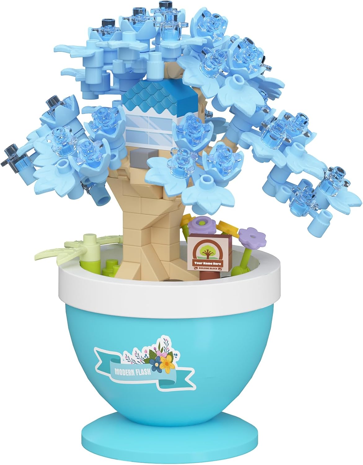 Crabapple Grace Mini Bonsai Tree Micro Building Set Building Toy Plant Cherry Tree Flower Collection Decor for Home Desk Greenery Decoration Building Blocks DIY Creative Gifts