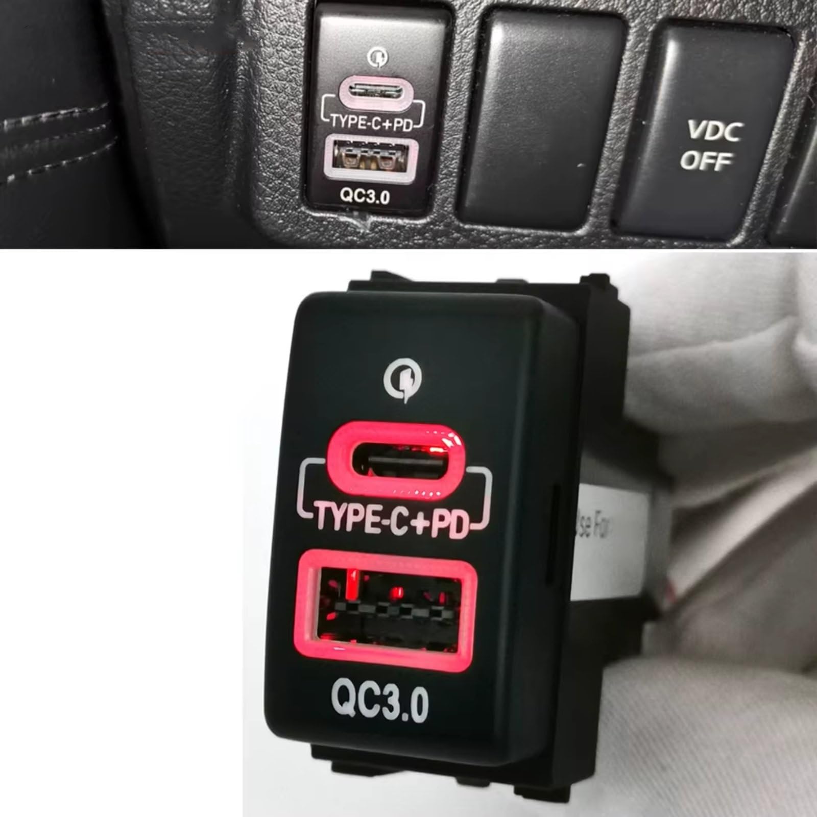 Puerto USB Consola Central Compatible con Nissan para Patrol para Y62 Coche Cargador PD Carga QC3.0 Adaptador Carga Teléfono Botón Salida Puerto USB AUX Repuesto