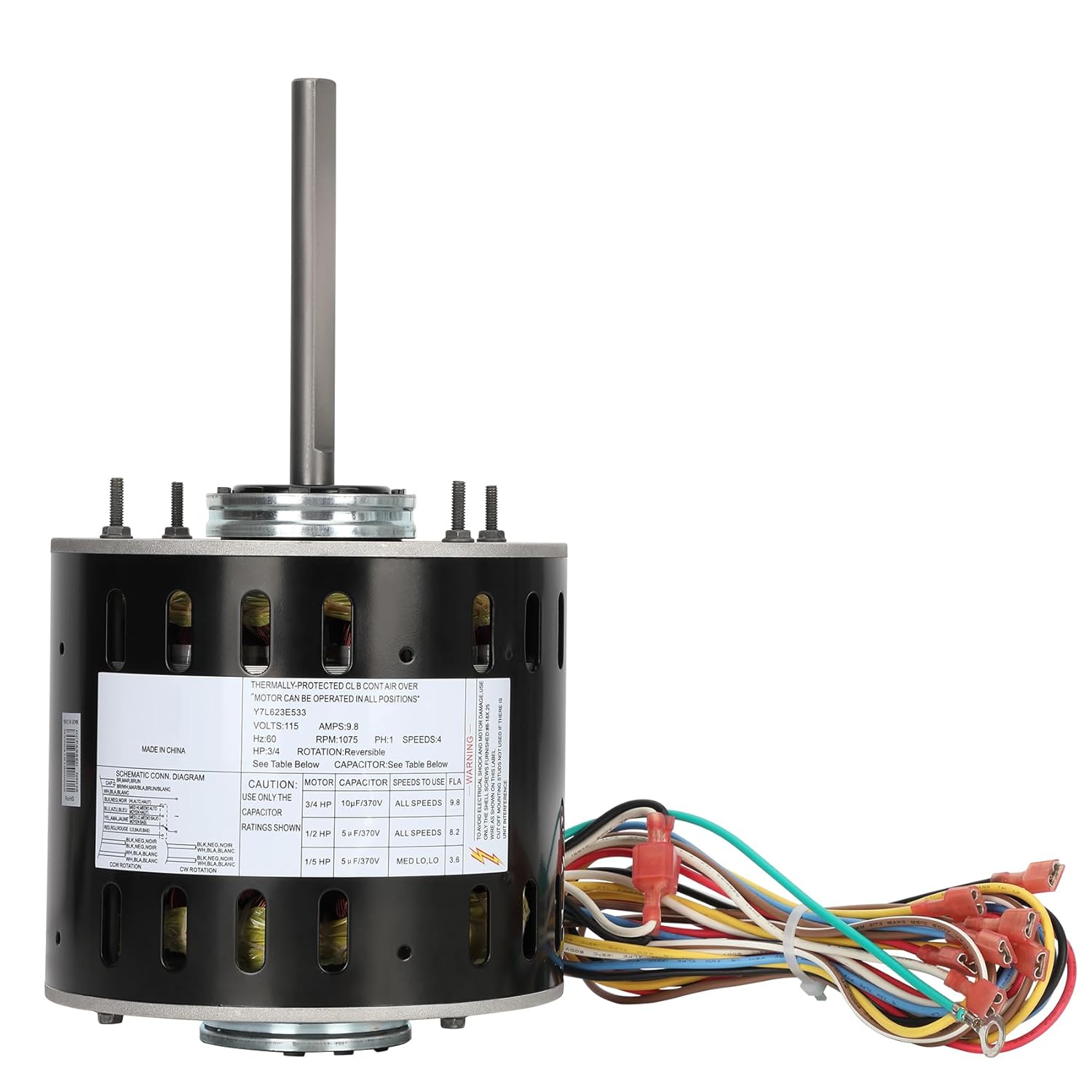 20590 Furnace Air Handler Blower Motor, 1/5-1/2-3/4 HP, 1075 RPM, 115 Volts, 1075 RPM, Designed to Deliver Efficient and Reliable Airflow in HVAC Systems