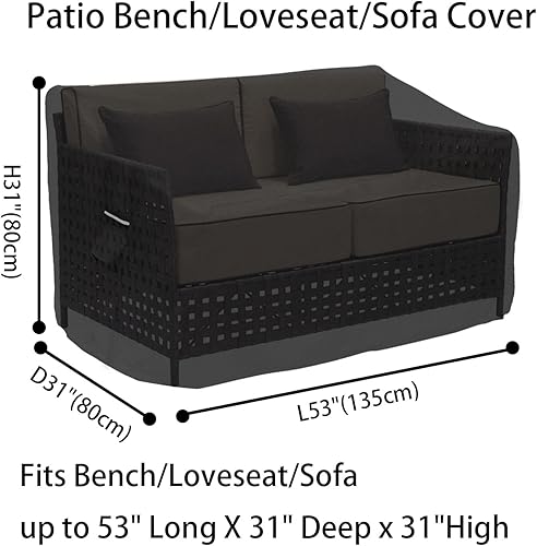 Miniatura 2 de RosieLily Fundas de sofá para exteriores, fundas impermeables para sofá de patio, fundas negras para sofá de dos plazas para exteriores, fundas para