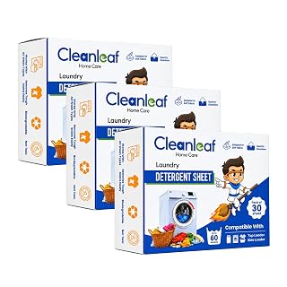 CLEANLEAF Laundry Detergent Sheets, 90 Sheets, Pack of 3, Ultra-Concentrated, Dissolves Instantly, Tough Stain Removal, for Front and Top Load and Hand Wash (Pack of 3)