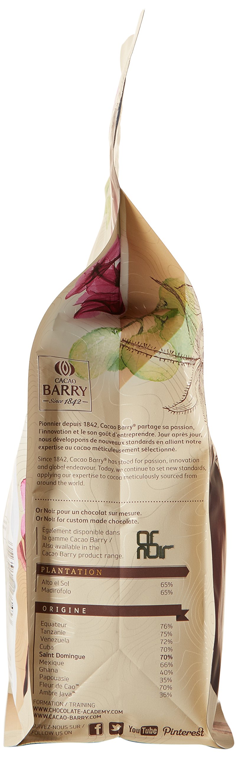 CACAO BARRY CHD-Q70SDO-2B-U73 - 70% Min Cacao Chocolat Saint Domingue Pistoles 1 kg