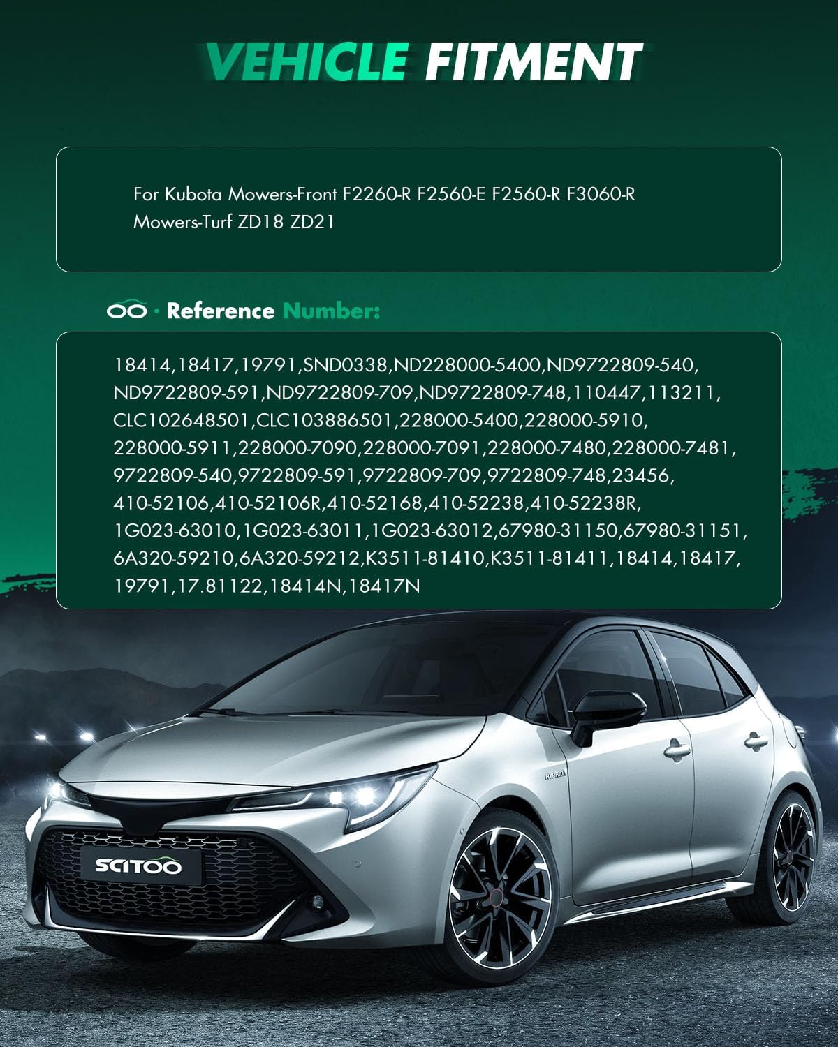 SCITOO Starter Motor 18417 SND0338 for KUBOTA Mowers-Front F2260-R F2560-E F2560-R F3060-R Mowers-Turf ZD18 ZD21 0.9kW/12 Volt CW 9-Tooth Pinion PLGR