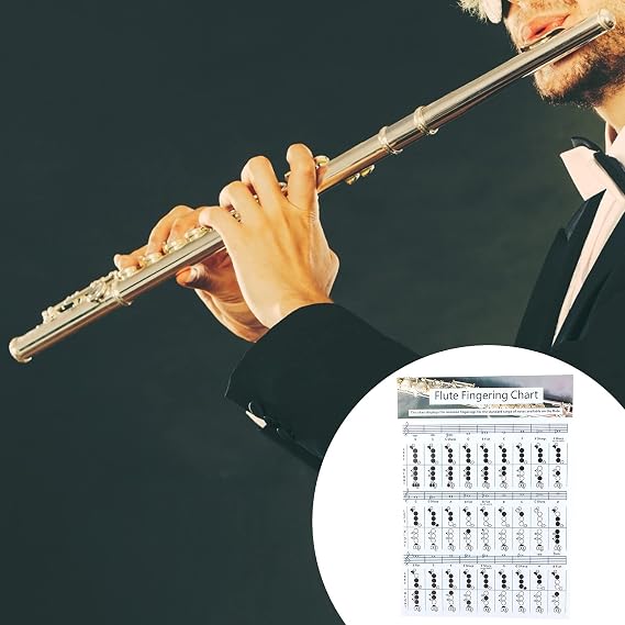 Flute Chord Chart, Easy-to-understand Flute Fingering Practice Chart Standard White with Coated Paper for Practice Teaching Aids Instrument for Flute Students(Flute Fingering Table Large (56*40cm))