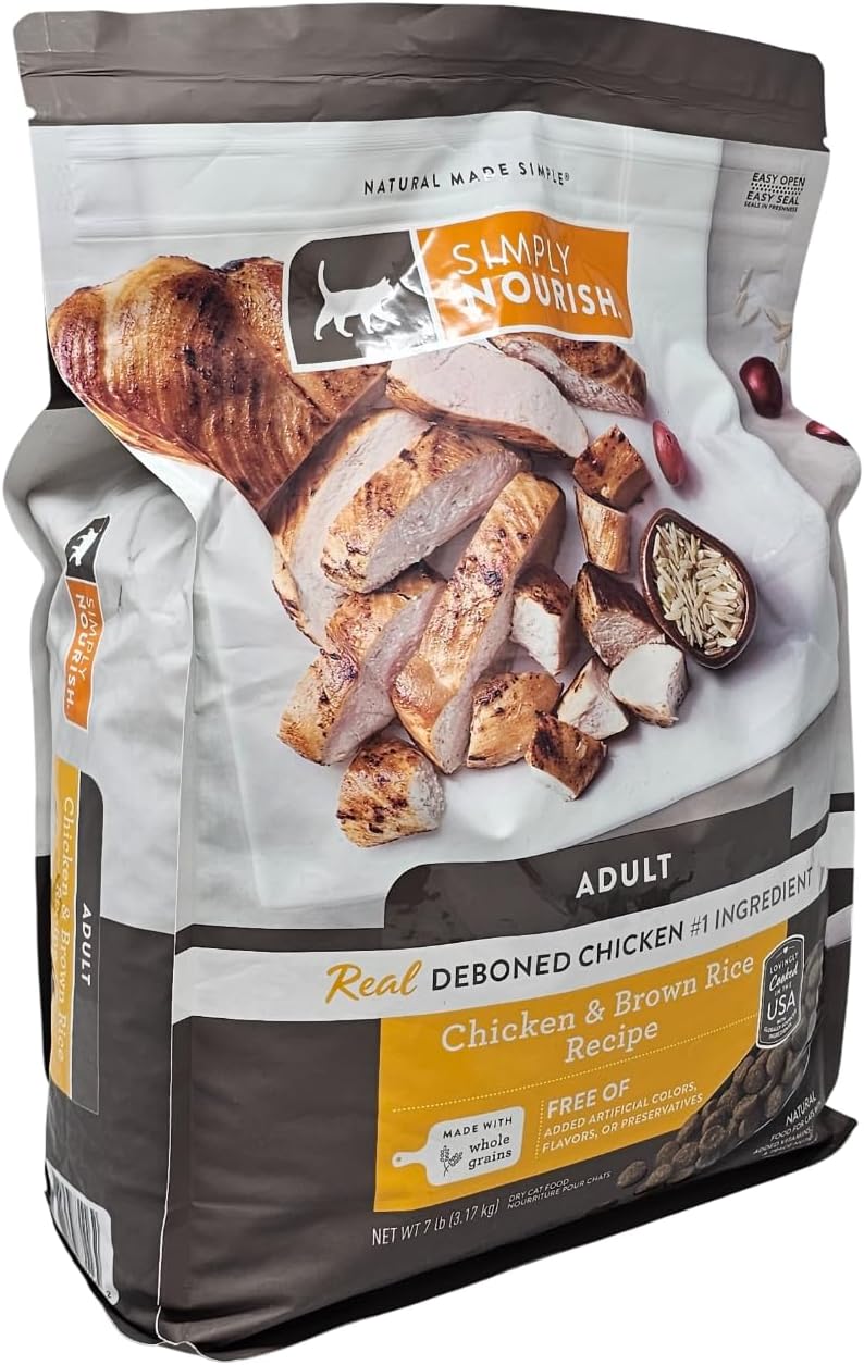 SIMPLY NOURISH Adult Chicken and Brown Rice Dry Cat Food, 7 Pound Bag