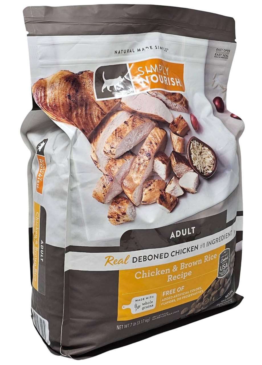 SIMPLY NOURISH Adult Chicken and Brown Rice Dry Cat Food, 7 Pound Bag