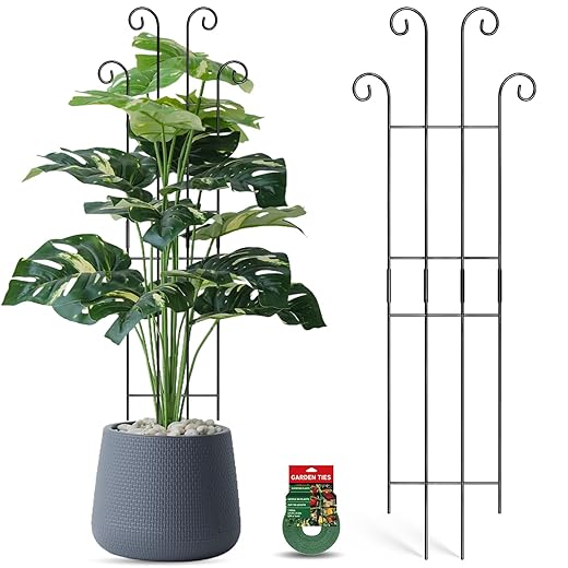 Coomin 32.6in Monstera Plant Support Stakes for Outdoor Plants, Garden Trellis for Climbing Plants, Metal Stakes for Potted Plants Pothos Plant Climber Support, 2P
