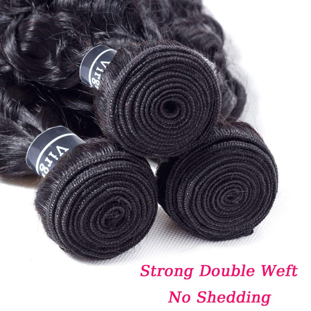 Amella Hair Brazilian wet And Wavy Hair 1 Bundles Deal 22" 100% Unprocessed Water Wave Human Hair Single Bundle Tight And Neat No Shedding No Tangle Natural Black Color