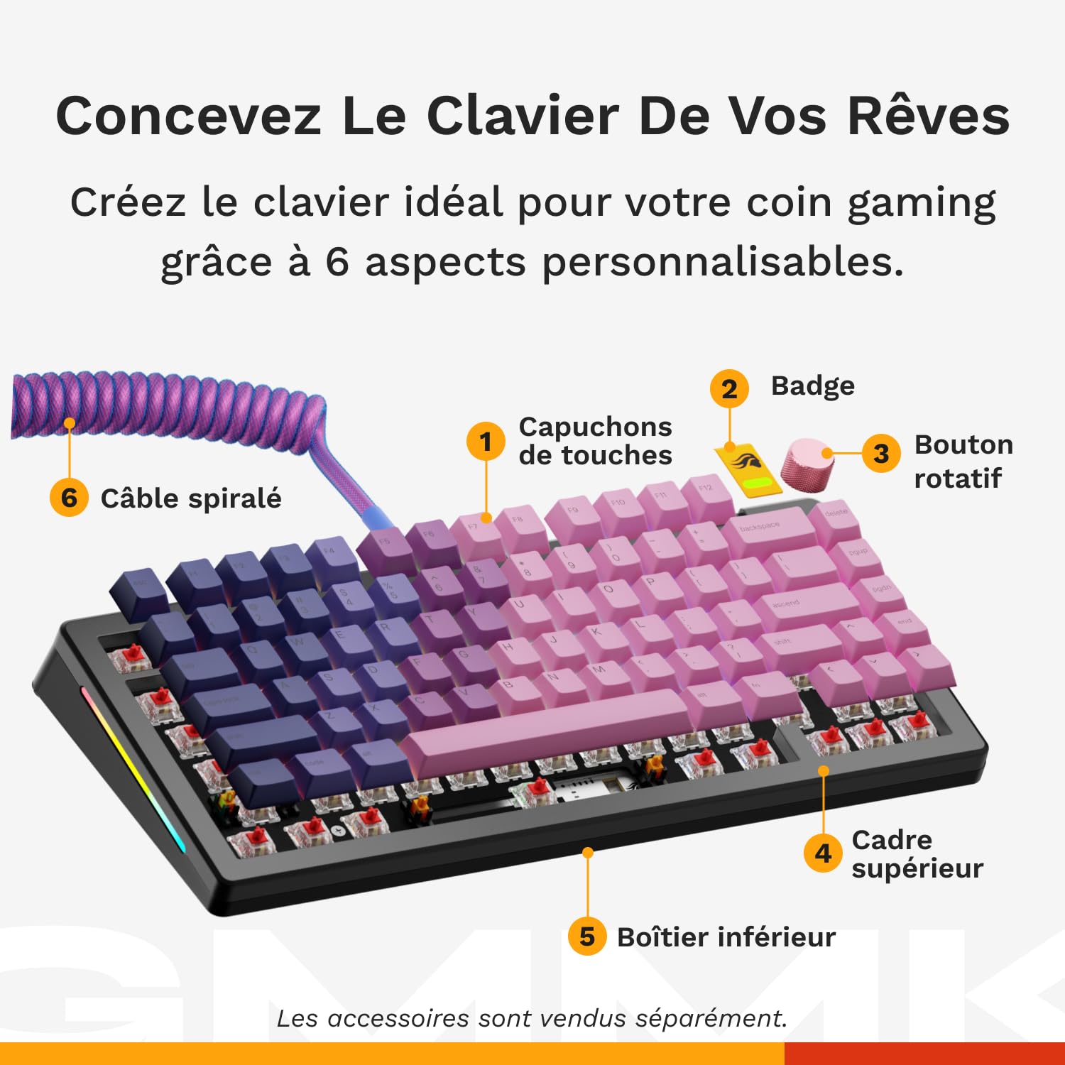 GLORIOUS Gaming GMMK 3 Barebones : kit Clavier Gaming Clavier 75% mécanique, Joints modulaires, MX 5 Broches (Hot Swap), Mousse insonorisante, Plaque de Commutation alu, ISO - USB-C Wired