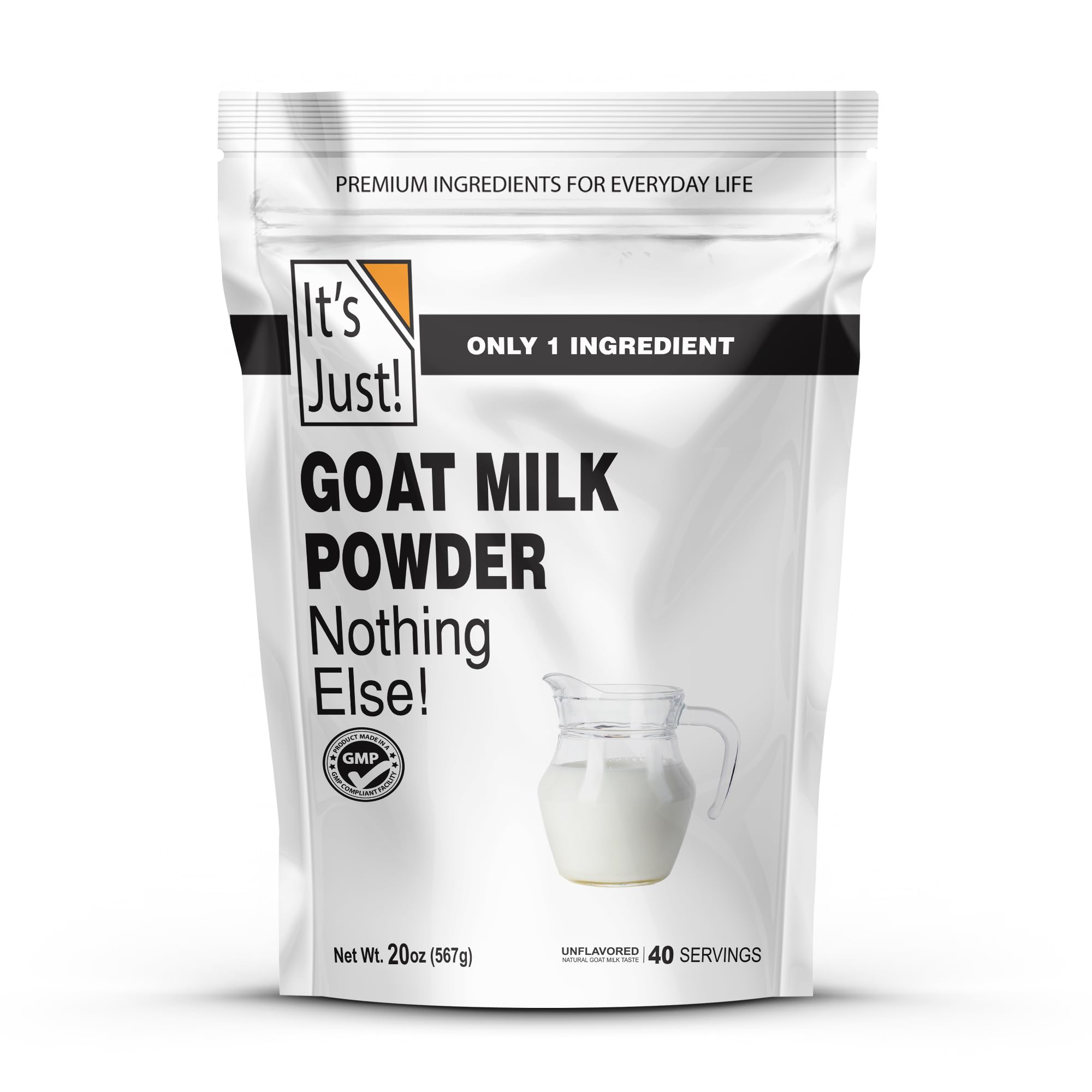 It's Just! - Goat Milk Powder (1.25lb) Grass-Fed Australian Source, Heavy Metal Tested, Easy to Mix, Just Add Water