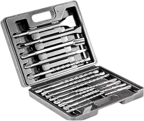 TNT Jogo Brocas Talhadeira Ponteiro Sds-plus Martelete 17 Peças em Maleta de Plástico Reforçado