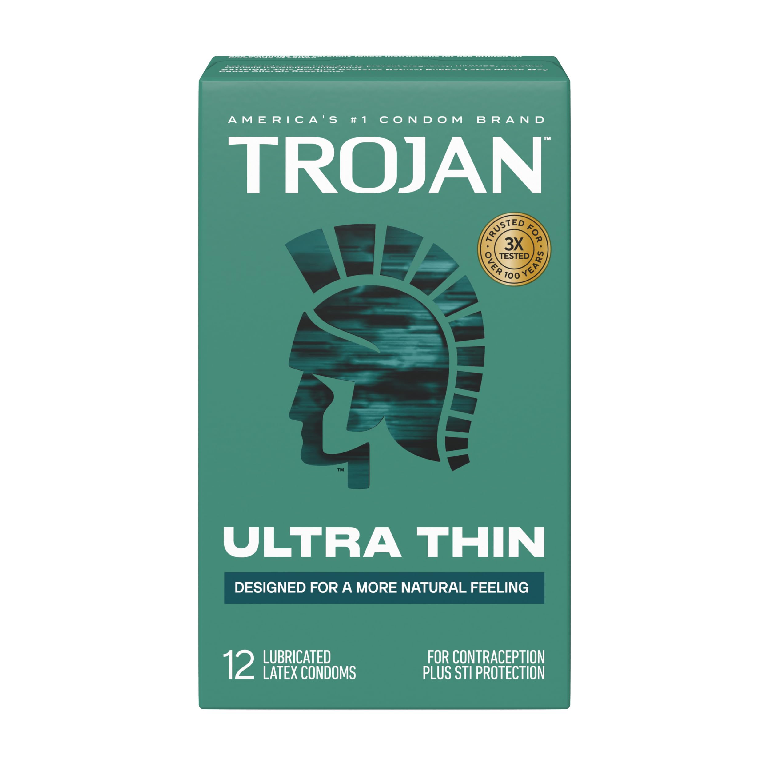Trojan Ultra Thin Latex Lubricated Condoms for Men Thin Condoms for a More Natural Feeling Premium Latex to