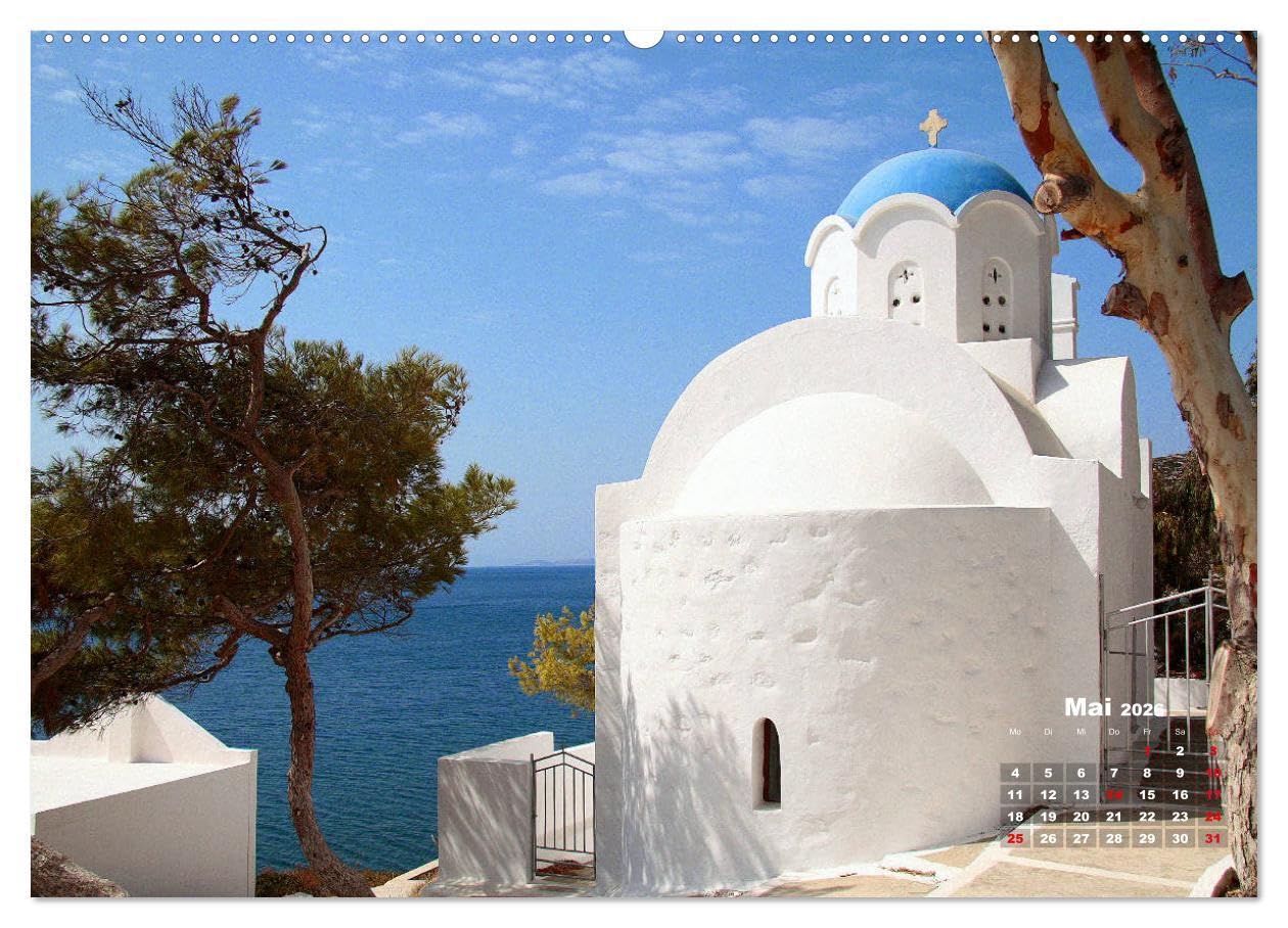 Liebenswertes Griechenland Amorgos und Mykonos (hochwertiger Premium Wandkalender 2026 DIN A2 quer), Kunstdruck in Hochglanz: Sehnsucht nach Griechenland (CALVENDO Orte)