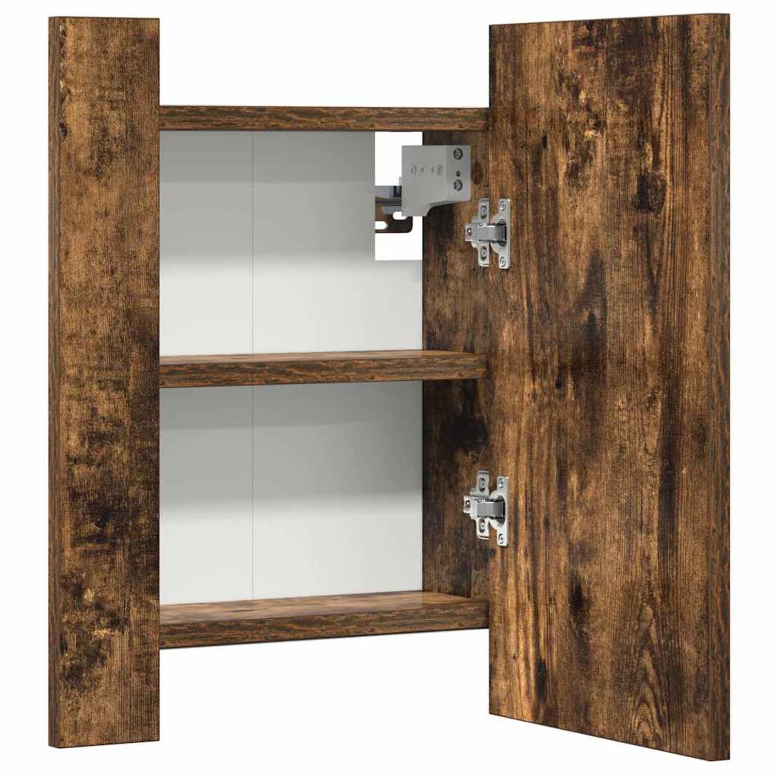 Gecheer Specchio contenitore bagno, mobile con LED, legno multistrato, 40x12x45 cm, montaggio a parete, ampio spazio portaoggetti, per bagno moderno