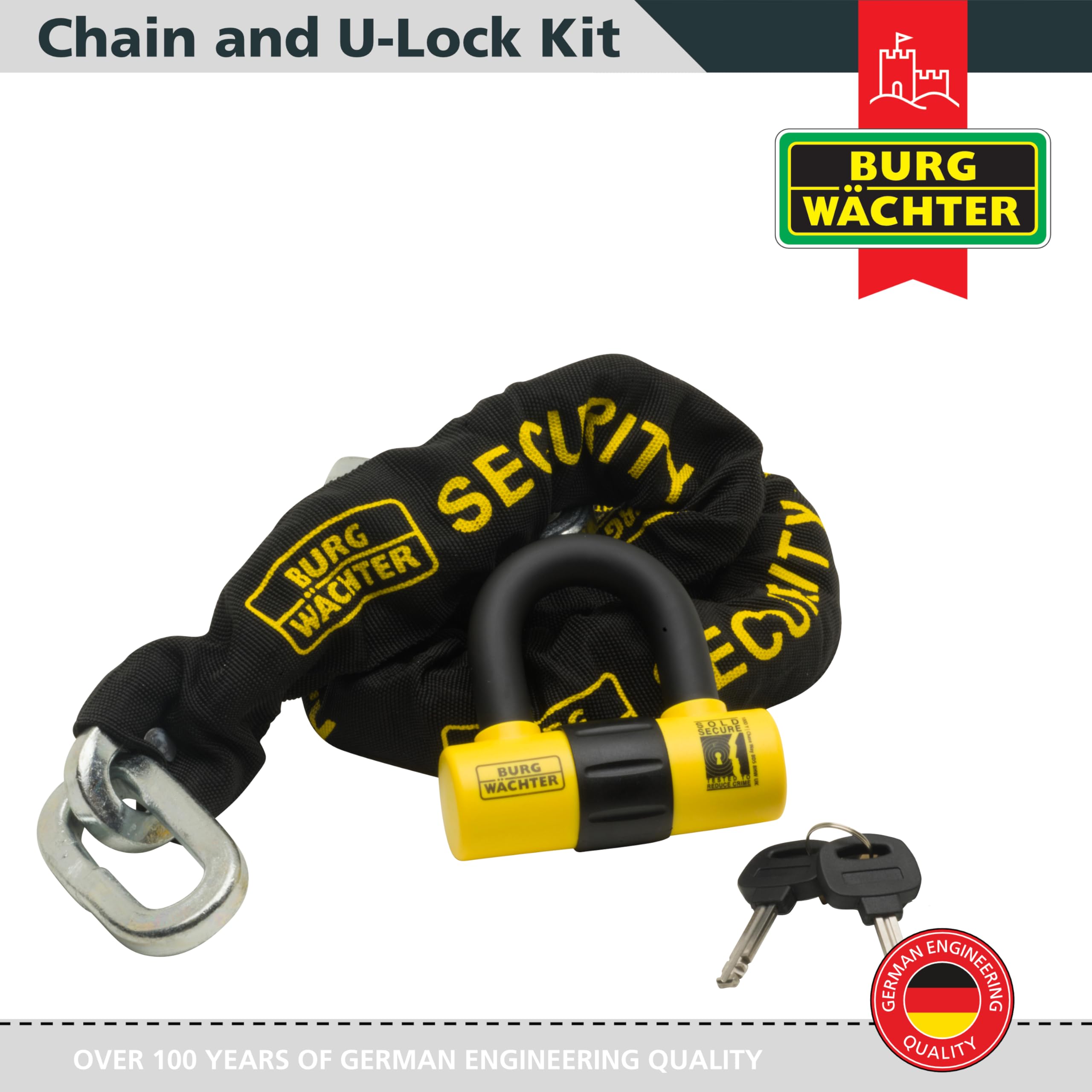 Burg-Wachter - Catena di sicurezza per moto, 1 m x 12 mm, colore: Nero