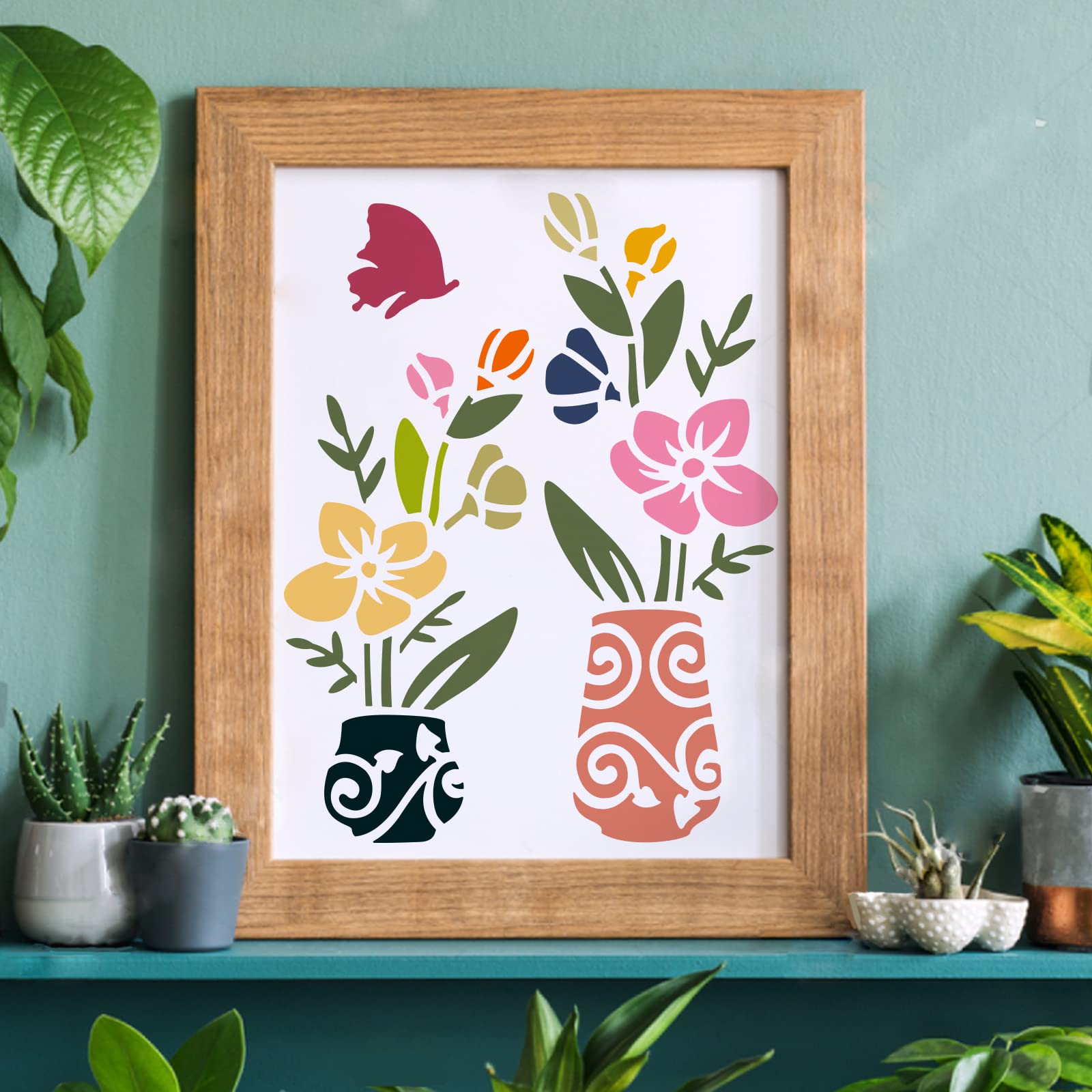 絵画 flk040088 Amazon.com: FINGERINSPIRE Flower Vase Stencil 11.7x8.3 inch