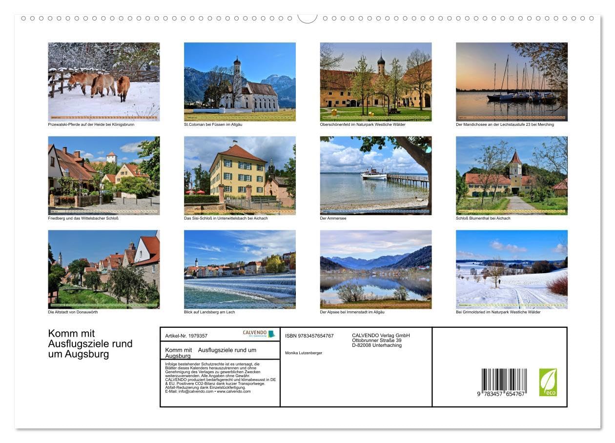 Komm mit Ausflugsziele rund um Augsburg (hochwertiger Premium Wandkalender 2026 DIN A2 quer), Kunstdruck in Hochglanz: Anregungen für Tagestouren in der Nähe von Augsburg (CALVENDO Natur)