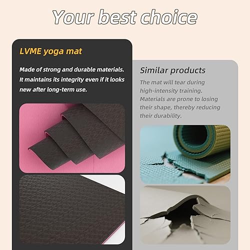 Miniatura 5 de Yoga Mat Non Slip, Anti-Tear 14 Thick TPE Yoga Mats for Women and Men, 72"x24" Exercise & Fitness Mat with Carrying Strap, Workout Mats for Yoga,