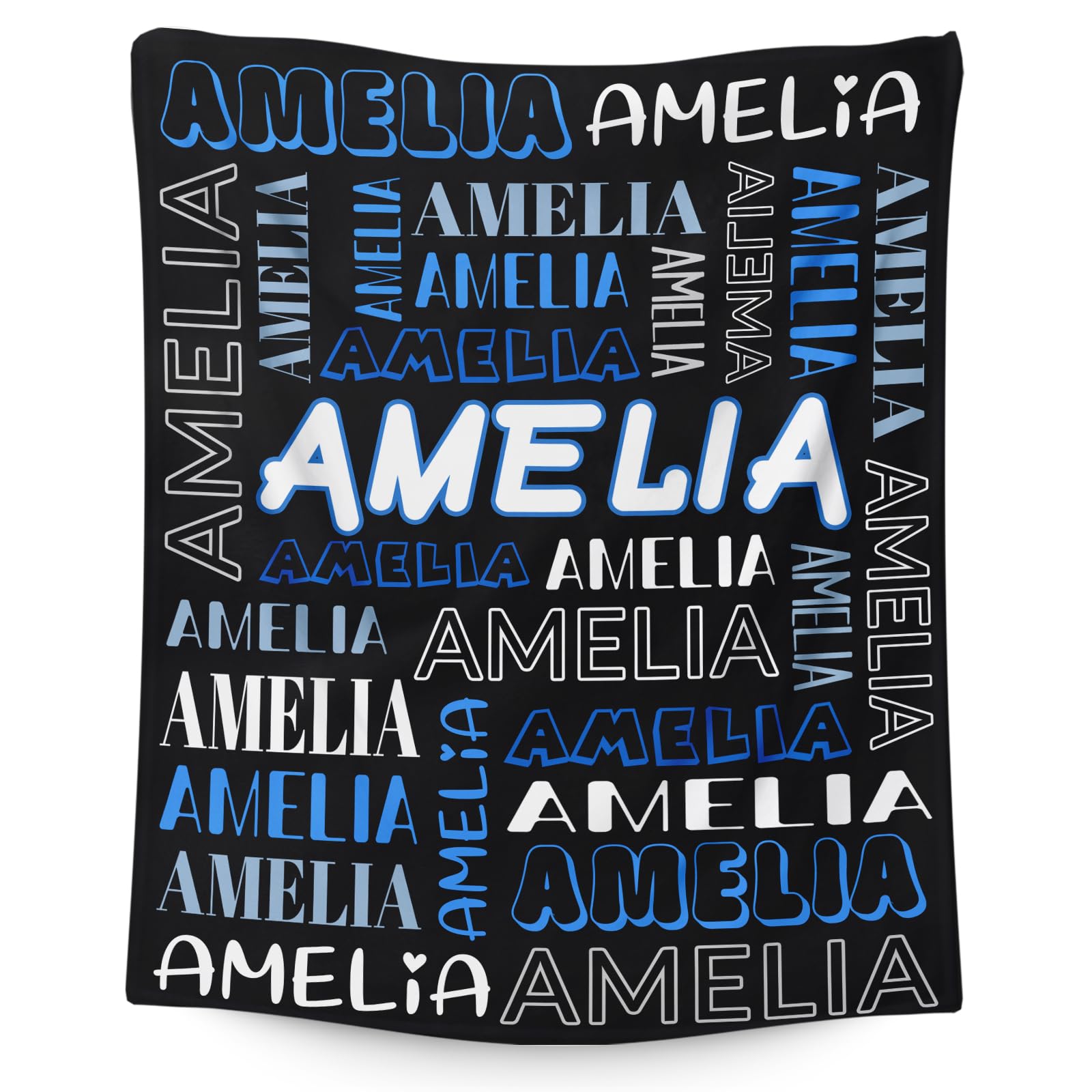 DREAMUGIFT Custom Blanket for Kids, Name Blanket, Black Monogram Blankets, Gifts for Birthday, Personalized Gift for Boys Girls, Warm Cozy Flannel