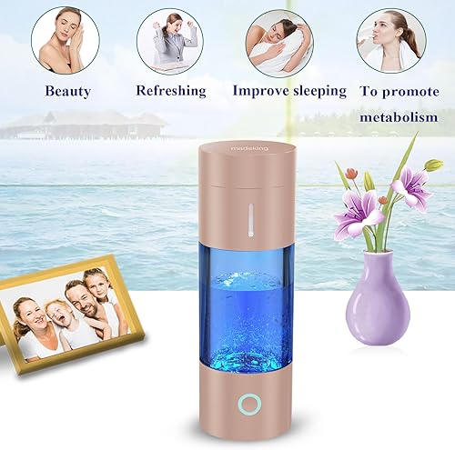 Miniatura 6 de madeking Botella de generador de agua de hidrógeno - con tecnología SPE y PEM, vaso de vidrio de agua rico en hidrógeno recargable, máquina portátil