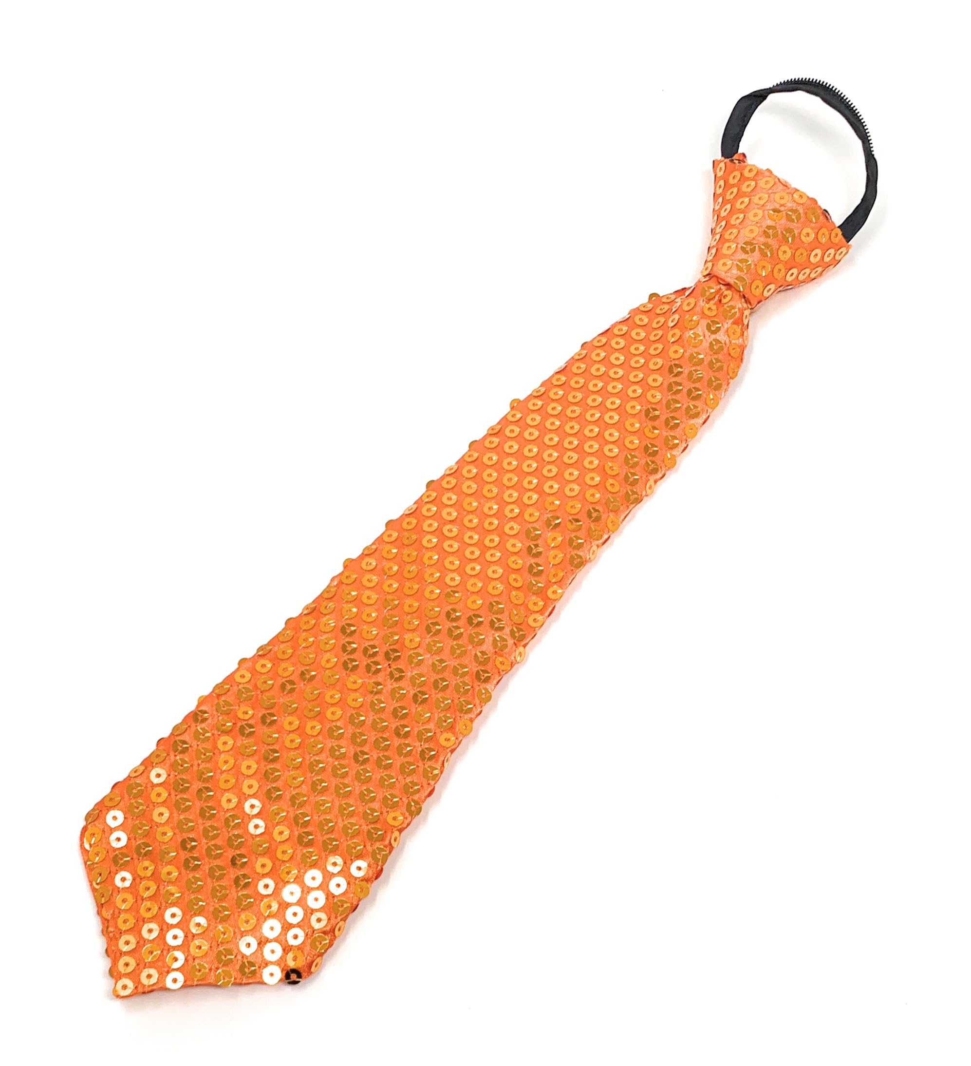 Cadoline Men's Orange Sequin Polyester Fancy Dress Clip On Tie 38 X 8Cm