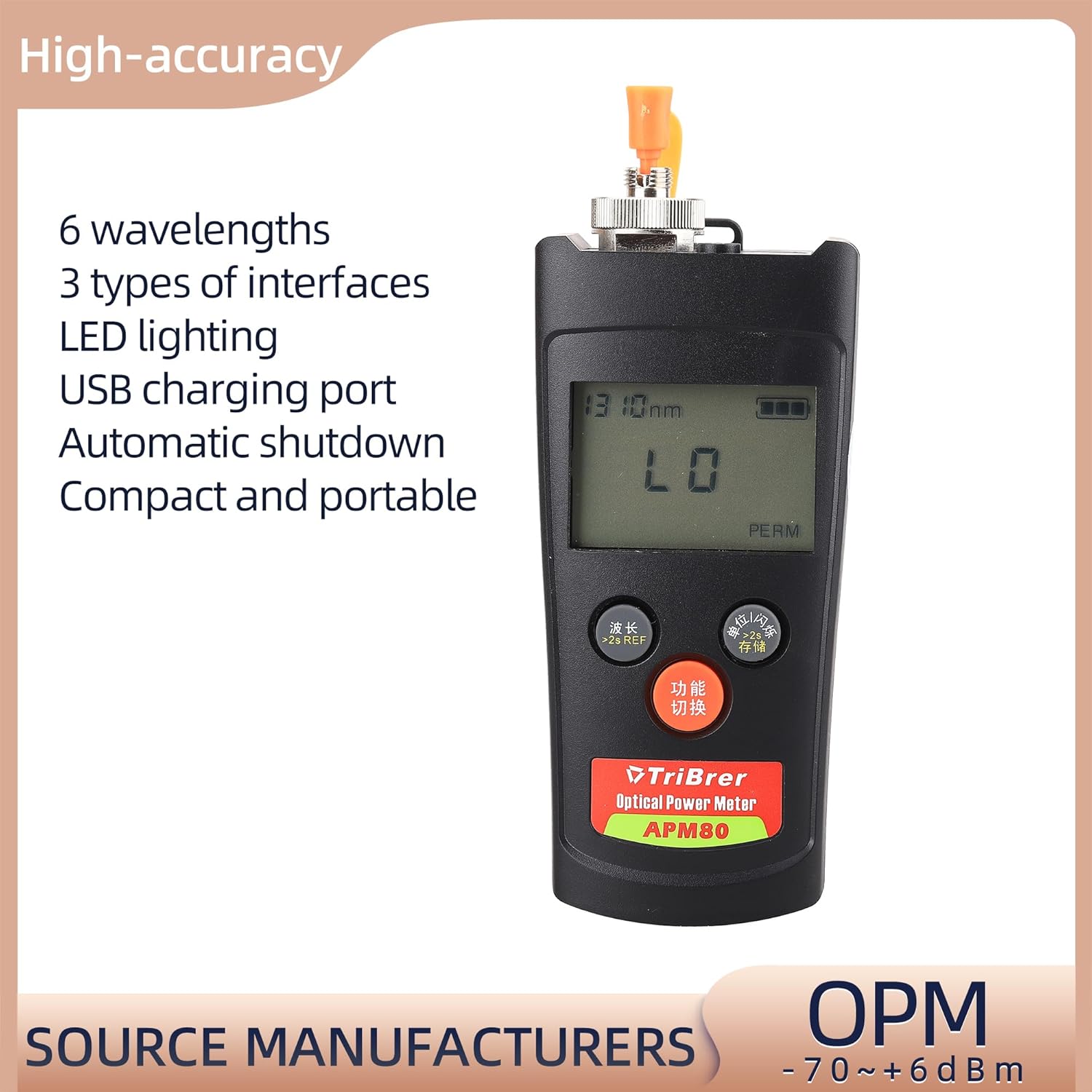 FTTH Fiber Optical Test Tool Optic Power Meter APM-80T Tester Measuring Range -70~+6dBm Optical Multi Meter Test Tool
