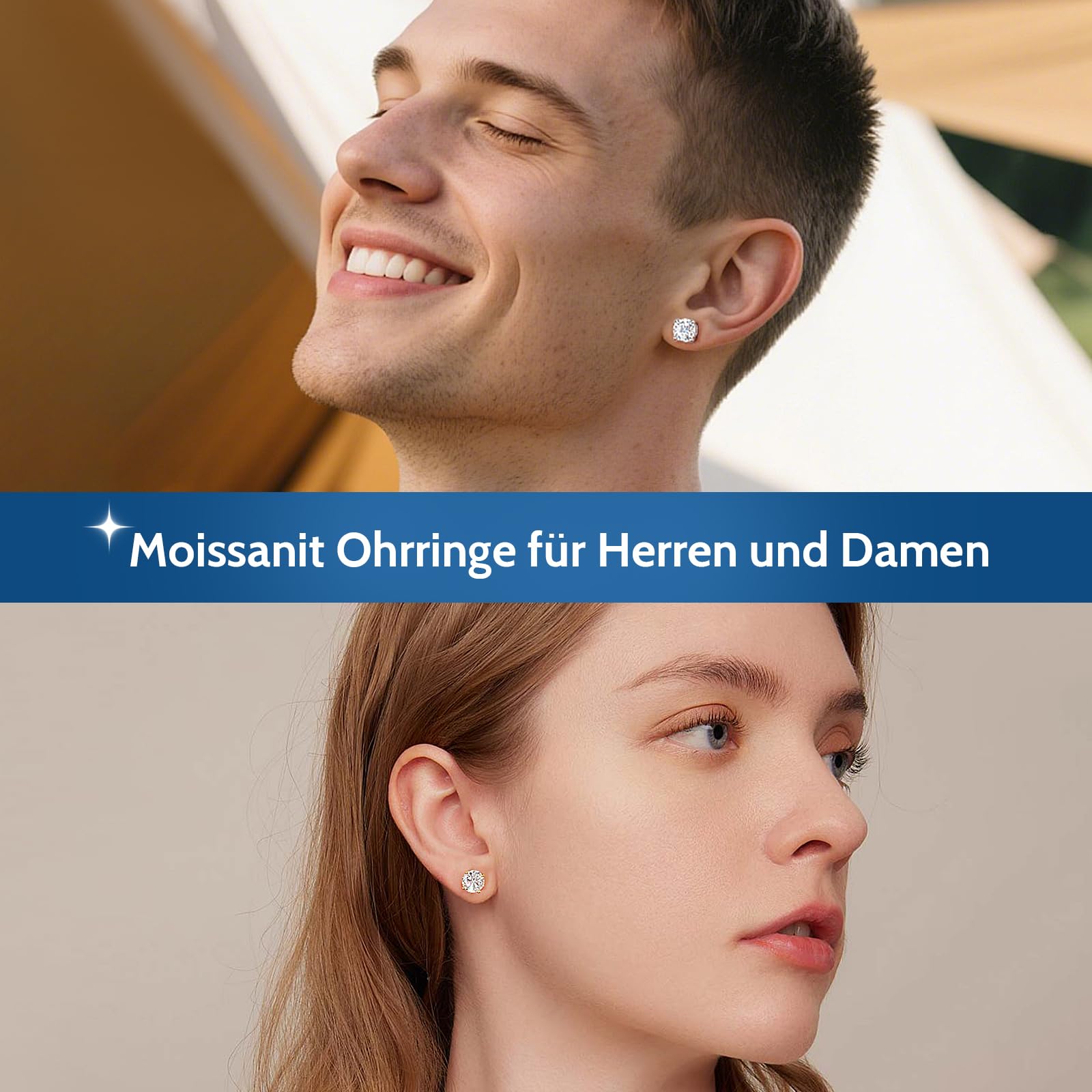 Moissanite Ohrringe Silber 925,Ohrstecker mit Anti-Verlust Schraubverschluss Hypoallergen Weißgold Beschichtet Geschenk für Frauen Mama Oma,3-6.5mm