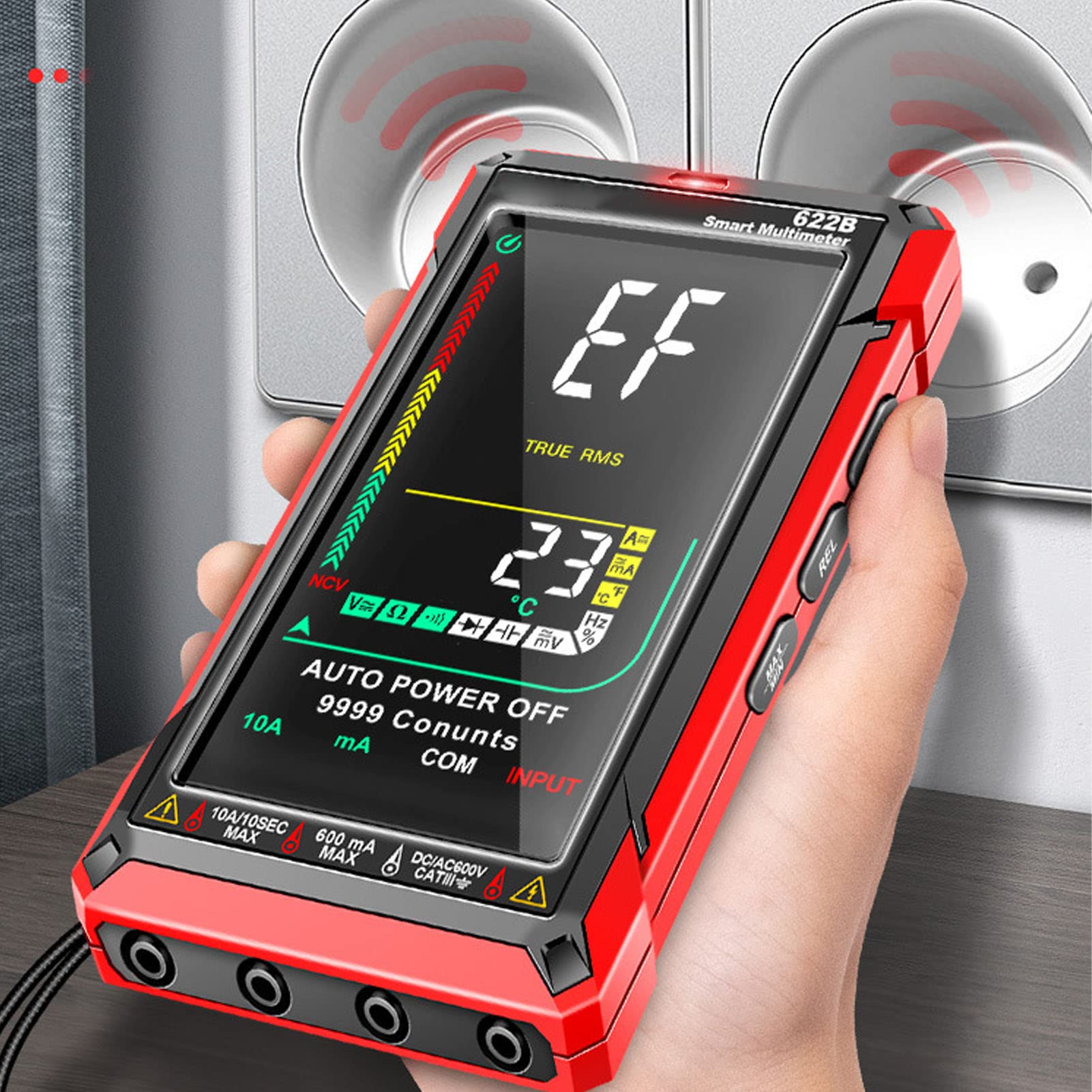 Multimetro Digitale, Smart Touch Schermo Grande, Ricaricabile, Tester Completamente Automatico Non Bruciante Ad Alta Precisione con Torce Luminose per Elettricisti, a Infrarossi