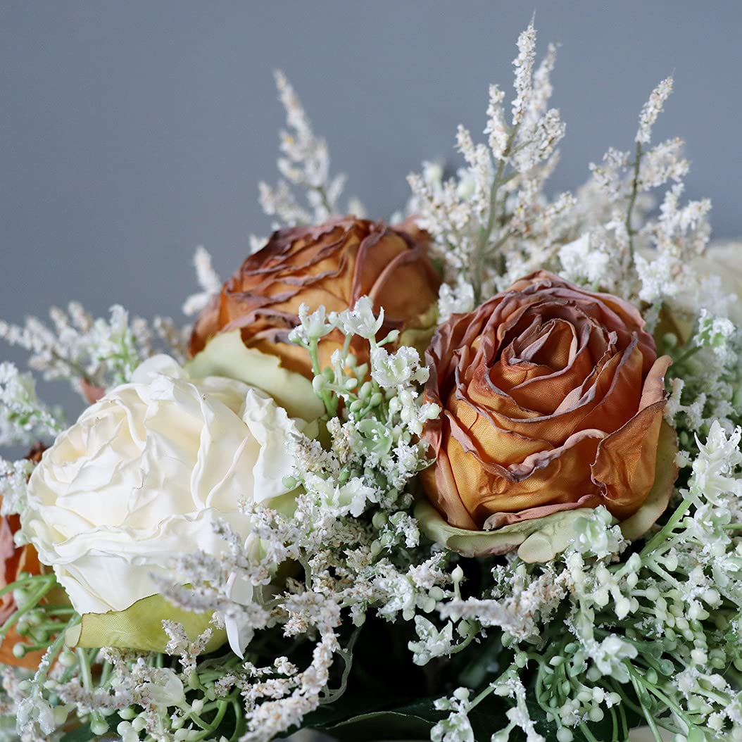 Hochzeit Bouquet für Braut - Karamell Gebrannt Rand Rose, Künstliche Blumensträuße für Brautjungfer, Hochzeit Dekoration