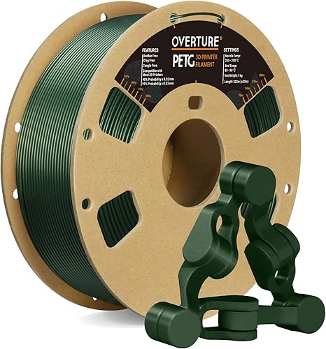 OVERTURE Filamento PETG para impresora 3D de 0.069 in, filamento de 2.2 libras, precisión dimensional 99% de probabilidad +- 0.001 in, se adapta a