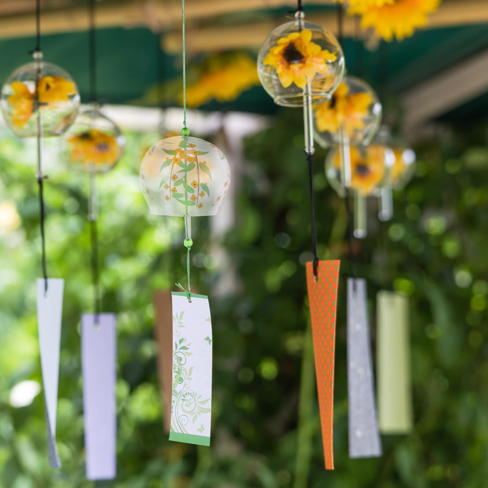 Campanelli Eolici da Giardino in Vetro Trasparente, 4 Pezzi