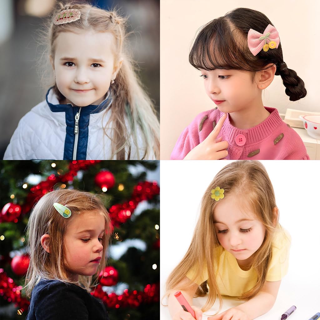 Lindos accesorios para el cabello para niñas, paquete de 69 pinzas para el pelo para niños, pasadores y lazos, pinzas forradas de cocodrilo, accesorios para el cabello para niñas pequeñas, niños y