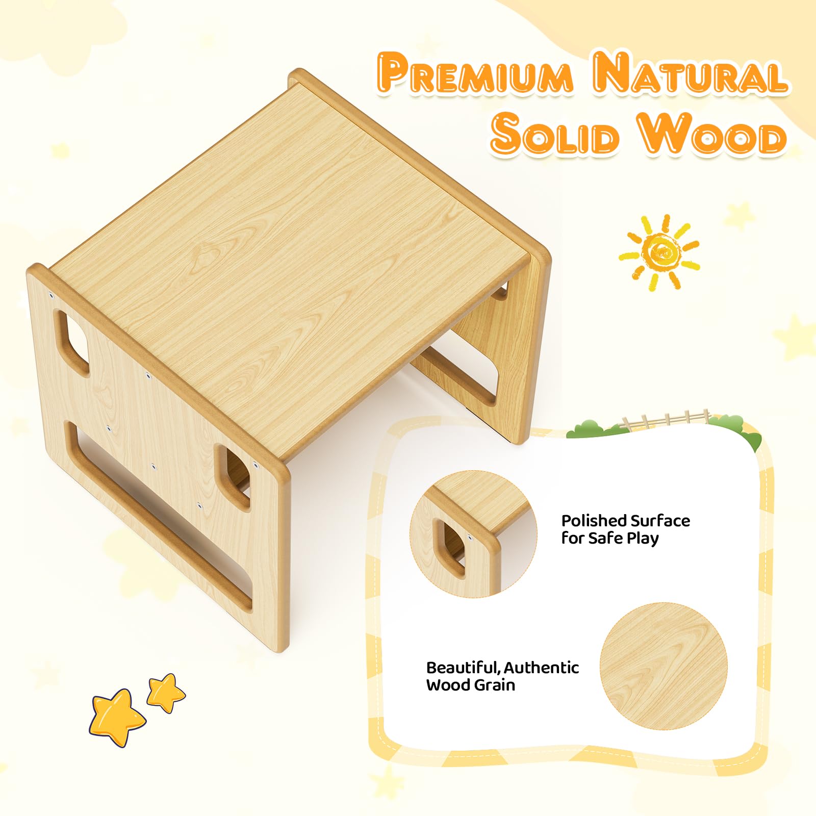 Ensemble table et chaises pour enfants, table de jeu Montessori en bois avec espace de rangement, convient pour les enfants pour lire, jouer, manger