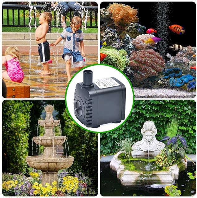 Foto 7 de 7 de Bomba de Agua para Acuario Lagoa Estanque Fuente Piscina Jardín Verdura Riego, 8W, 600L/H