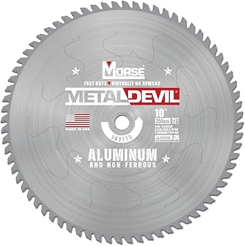 Morse Metal Devil CSM1072FNFC, Circular Saw Blade, Carbide Tipped, Aluminum Cutting, 10 inch, 1 Pack