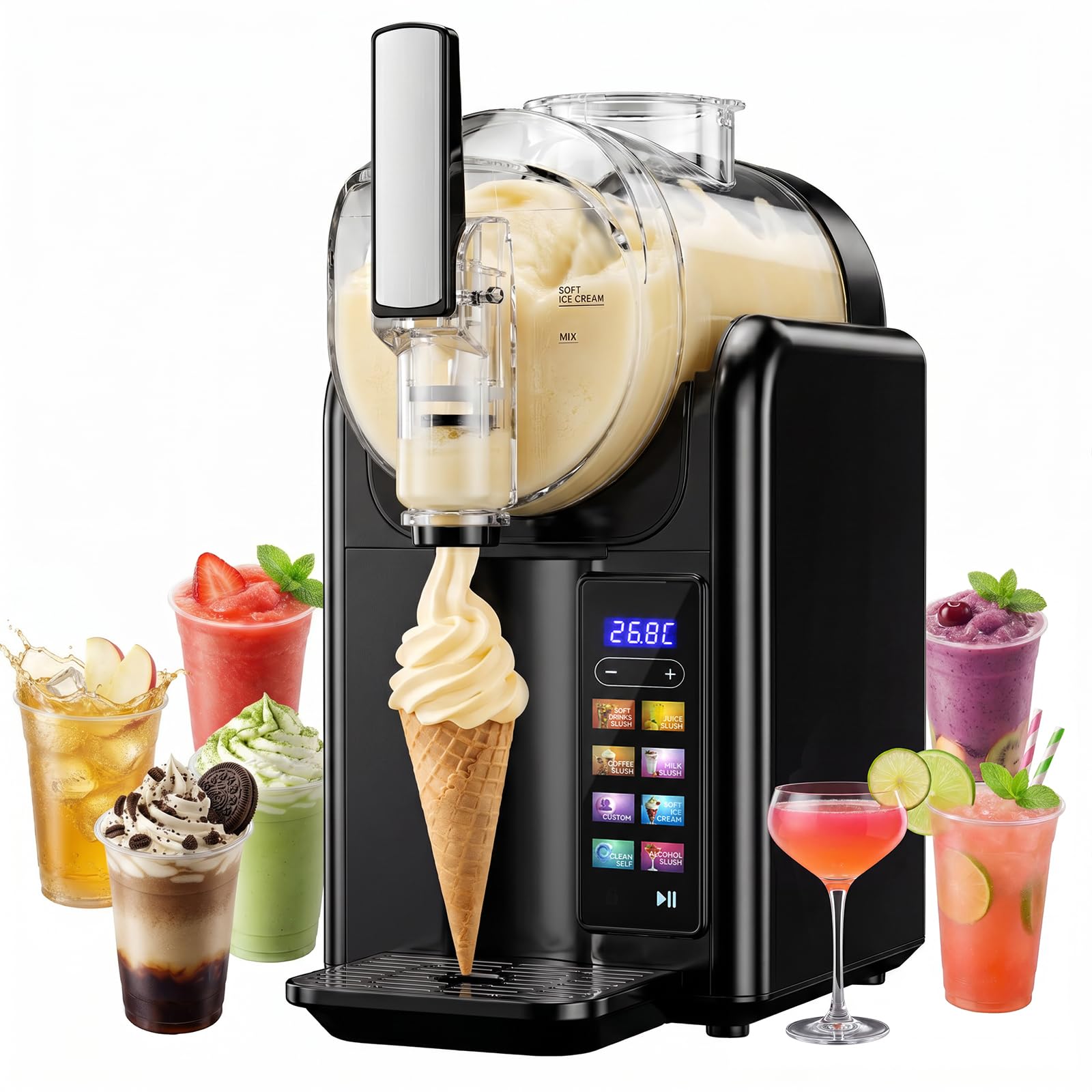 Macchina per Granita,granitore per granite slushie machine,Macchina per slushy da 2L,7 programmi preimpostati Adatto per preparare gelati, frullati, milkshake, cocktail ghiacciati e margarita (nero)