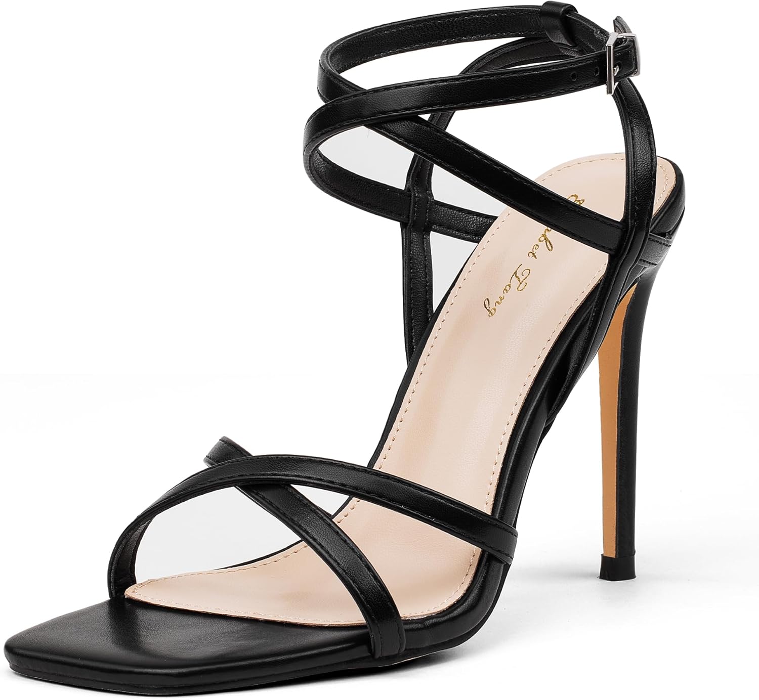 Elisabet Tang Women's Open Toe Heeled Sandals Square Toe Shoes Stiletto Heels Stiletto Heels Dress Shoes For Women Strappy Sandals