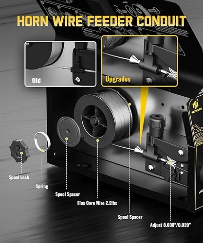 Miniatura 6 de H HZXVOGEN Soldador MIG 140A, soldador de núcleo de flujo de 110 V220 V, TIG de elevación, palo 3 en 1 máquina de soldadura portátil IGBT inversor