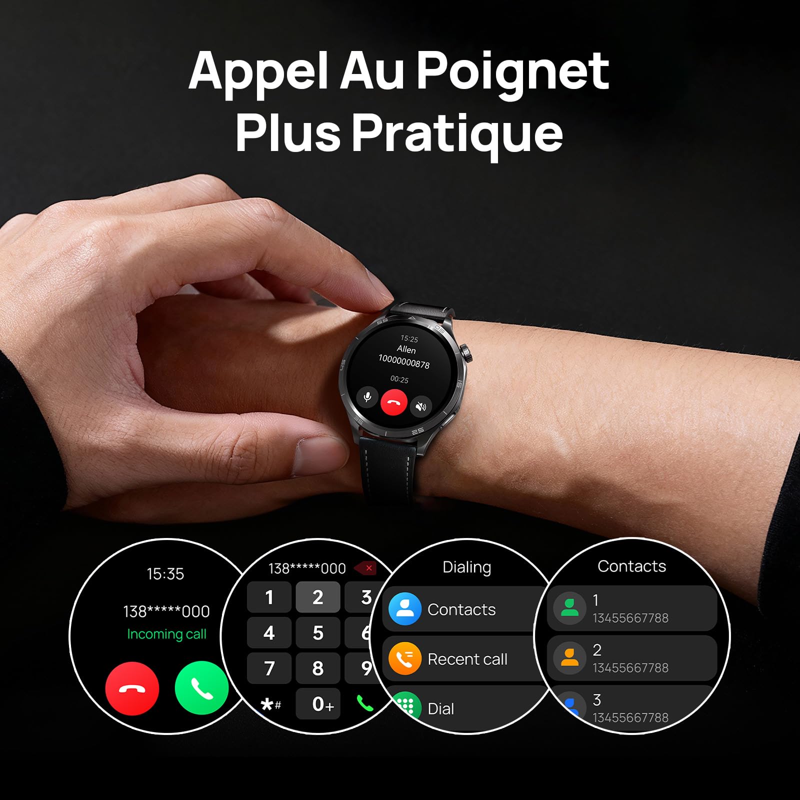 Mibro GT Montre Connectée Homme Femme, Assistant Intélligent, 5ATM Étanche | 1,43" AMOLED, 8J Autonomie,GPS Intégré, 100+ Modes Sportifs, Suivi Fréquence Cardiaque/Sommeil/SpO2, pour iOS Android(Noir)