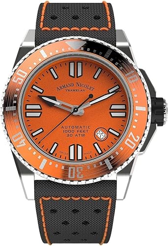 Orologio da Uomo Armand Nicolet Automatico JSS Arancione da Sub  Impermeabile 300M A480HOA-OR-P0668NO8 : Amazon.it: Orologi