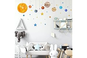 Wall Decal Universe Decor: Solar System, Stars & Cartoon Planets for Kids' Spaces