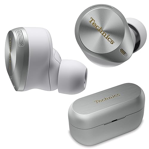 Technics Premium Hi-Fi True Wireless Bluetooth Earbuds with Advanced Noise Cancelling, 3 Device Multipoint Connectivity, Wireless Charging, Hi-Res Audio + Enhanced Calling - EAH-AZ80-S (Silver) - Silver