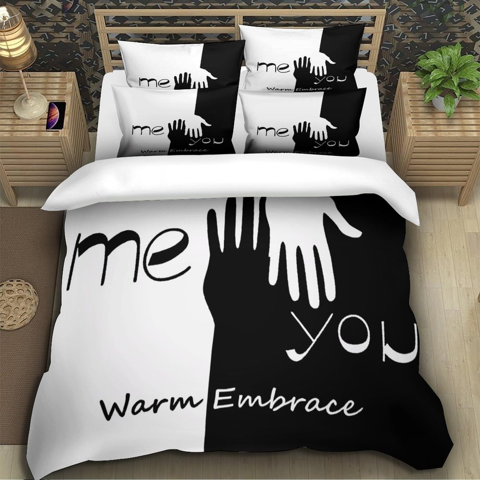 Originelles Pärchen-Motiv 3D Druck Bettwäsche Set Mikrofaser Bezug für Erwachsene Schlafzimmer Dekor Weich Ganzjährig Super King（260x220cm）