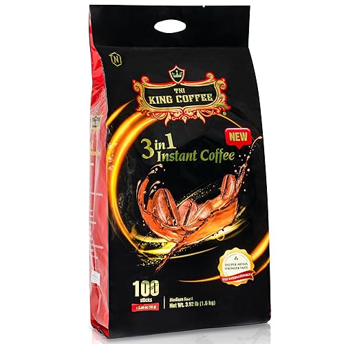 Miniatura 3 de TNI King Coffee Café vietnamita instantáneo 3 en 1, 100 paquetes de una sola porción  Palitos individuales de tamaño de bolsillo  Mezclado con café,
