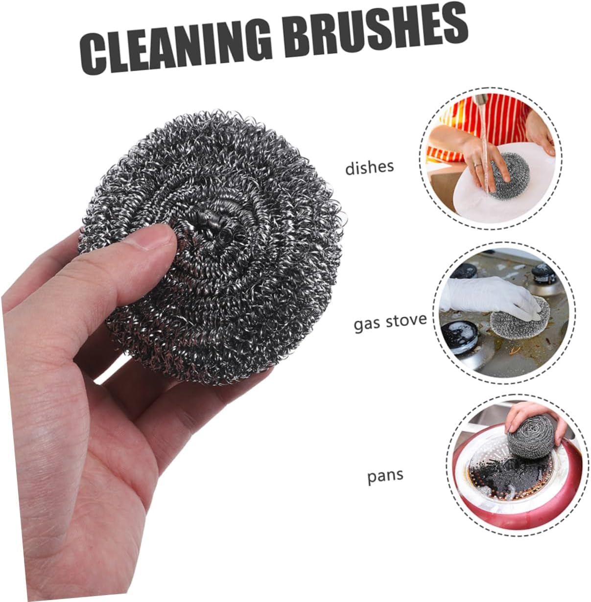 Mobestech 8pcs Stainless Steel Scrubber for Dish Washing Kitchen Cleaning Tool for Pots Pans and Grills Each Non-Shedding Design